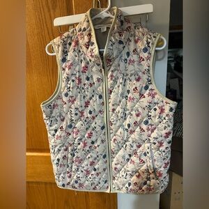 Coldwater Creek Floral Quilted Vest - Cream, Red, Blue